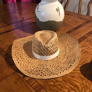 Rag and Bone natural open weave brim hat.